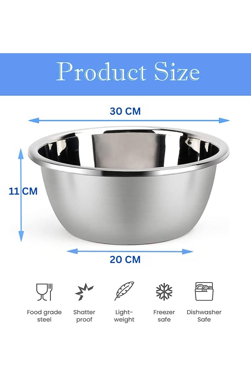 ECVV Stainless Steel Mixing Bowl, 30CM Reusable Meal Prep Food Storage Organizers with Graduations Dishwasher/Safe for Cooking Baking Marinating Serving Food Salad - Image 2