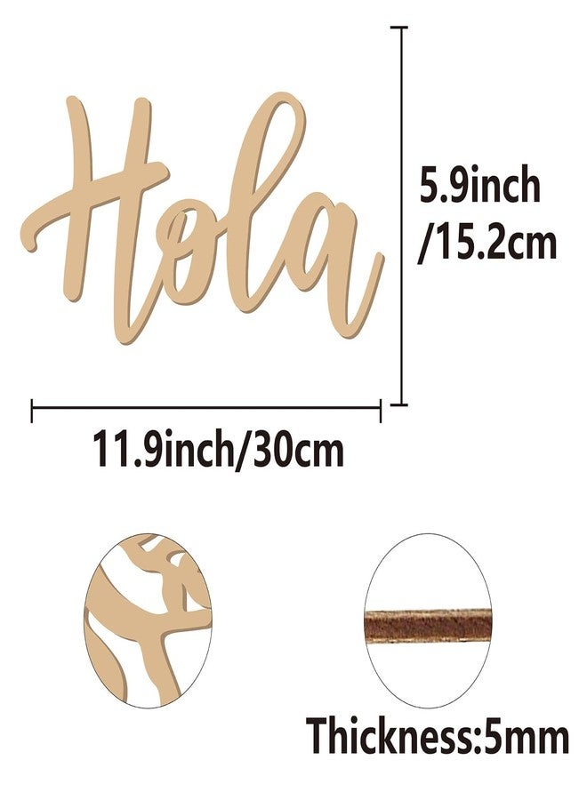 لوحة خشبية منحوتة من CREATCABIN، كلمة "Hola"، لوحة خشبية غير مكتملة، مقطوعة بالليزر، ديكور جداري خشبي ترحيبي، ديكور ريفي معلق للباب الأمامي، المنزل، الشرفة، حفلات الزفاف، الفصول الدراسية، منزل ريفي، 6 × 12 بوصة - Image 2