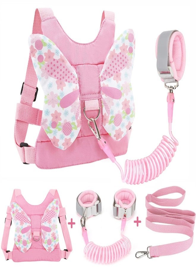 Ahamo 3-in-1 Baby Walking Supporter with Reflective Strap & Lock Key, Anti Lost Wrist Band for Kids | Breathable Safety Belt for Bike Scooty Toddler Harness, Child Safety Products for Outdoor Travel (Pink Butterfly, 1.5m) - Image 1