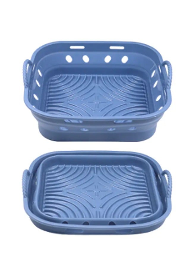 EHOME Silicone Liners Square for Air Fryer,  Non-stick Food-grade Reusable Basket Silicone Pot Baking Tray Airfryer Accessories, Top Size 8 inches, Bottom Size 7 inches(Blue) - Image 1