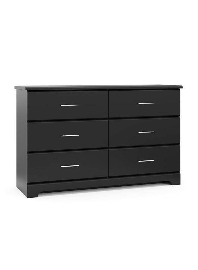 Storkcraft Brookside 6 Drawer Double Dresser (Black) – GREENGUARD Gold Certified, For Nursery, Kids Organizer, Chest of Drawers - Image 1