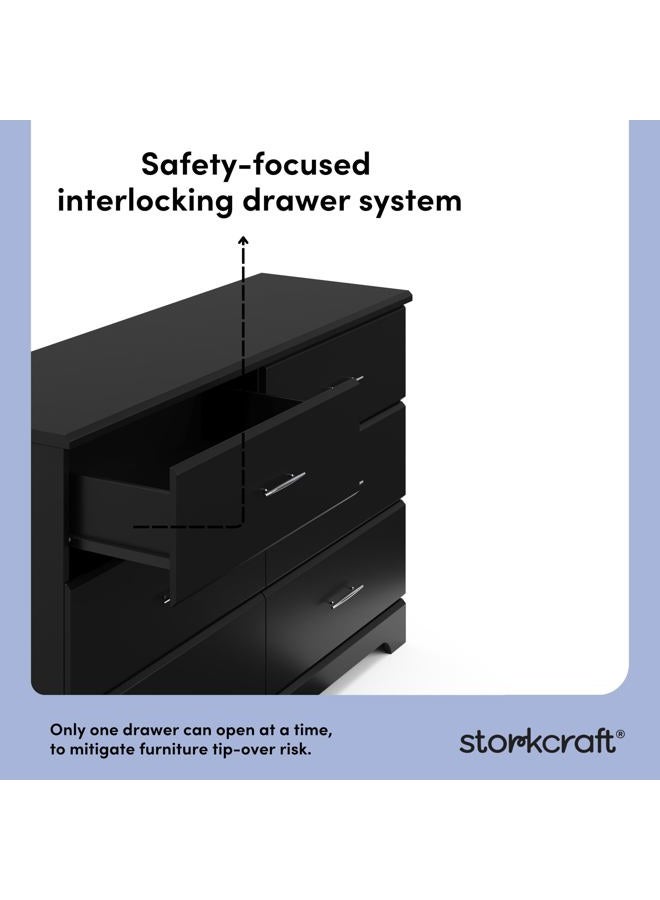Storkcraft Brookside 6 Drawer Double Dresser (Black) – GREENGUARD Gold Certified, For Nursery, Kids Organizer, Chest of Drawers - Image 4