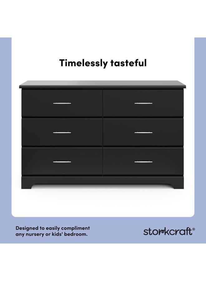Storkcraft Brookside 6 Drawer Double Dresser (Black) – GREENGUARD Gold Certified, For Nursery, Kids Organizer, Chest of Drawers - Image 2