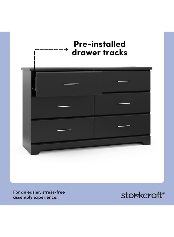 Storkcraft Brookside 6 Drawer Double Dresser (Black) – GREENGUARD Gold Certified, For Nursery, Kids Organizer, Chest of Drawers - Image 3