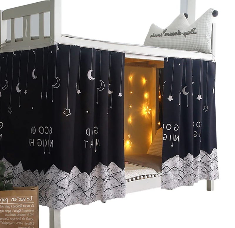 Teanea Bottom Bunk Bed Curtains Privacy Cloth Underbed Curtains for Low Loft Bed Twin 2 Panels Moon