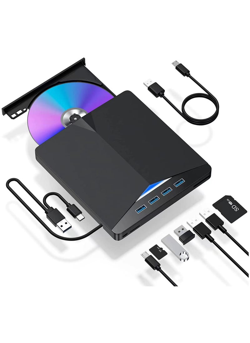 Generic - External CD/DVD Drive for Laptop, 7 in 1 USB 3.0 DVD Player Portable CD/DVD Burner, CD ROM External DVD Drive for Laptop Compatible with Laptop Desktop PC Windows 11/10/8/7 Linux Mac OS - Image 1