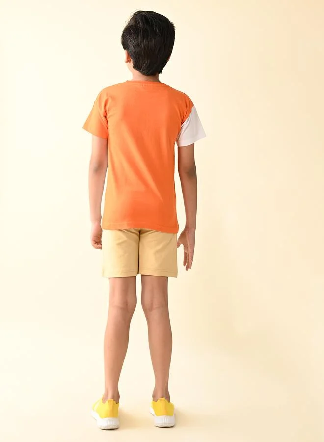 LILPICKS Colorblock Solid T-shirt with Shorts Set