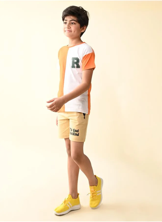 LILPICKS Colorblock Solid T-shirt with Shorts Set