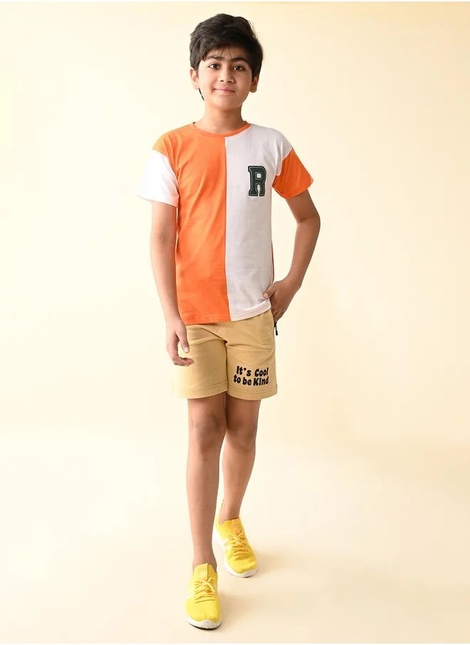 LILPICKS Colorblock Solid T-shirt with Shorts Set