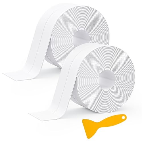 SENKEI Caulk Strip, 2 Pack 1.5' x 10.5Ft Caulk Strip for Bathtub Self Adhesive Caulk Tape Caulking Sealing Tape for Kitchen Countertop,Sink,Bathroom,Toilet,and Bathtub Floor Wall Edge Protector - Image 1