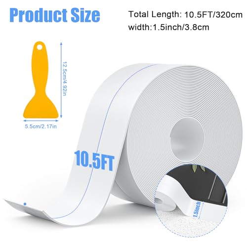 SENKEI Caulk Strip, 2 Pack 1.5' x 10.5Ft Caulk Strip for Bathtub Self Adhesive Caulk Tape Caulking Sealing Tape for Kitchen Countertop,Sink,Bathroom,Toilet,and Bathtub Floor Wall Edge Protector - Image 2