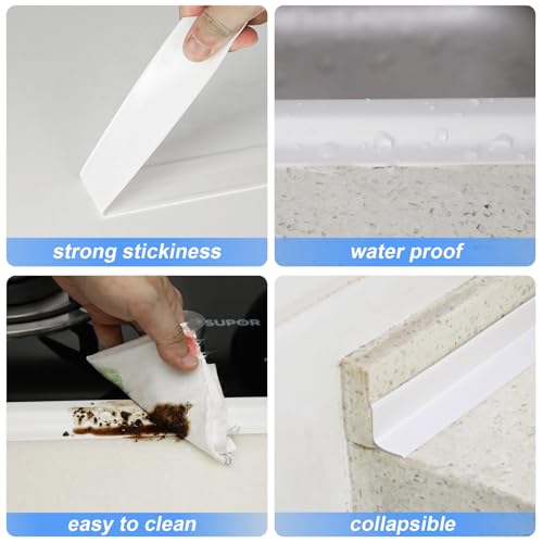SENKEI Caulk Strip, 2 Pack 1.5' x 10.5Ft Caulk Strip for Bathtub Self Adhesive Caulk Tape Caulking Sealing Tape for Kitchen Countertop,Sink,Bathroom,Toilet,and Bathtub Floor Wall Edge Protector - Image 3