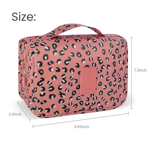 Lcsmaokin Large Capacity Toiletry Bag Travel Bag with Hanging Hook for Men and Women Waterproof Travel Cosmetic Bag Bathroom Storage Bag for Brushes Set,Full-Sized Shampoo,Accessories -Grey Flamingo - Image 4