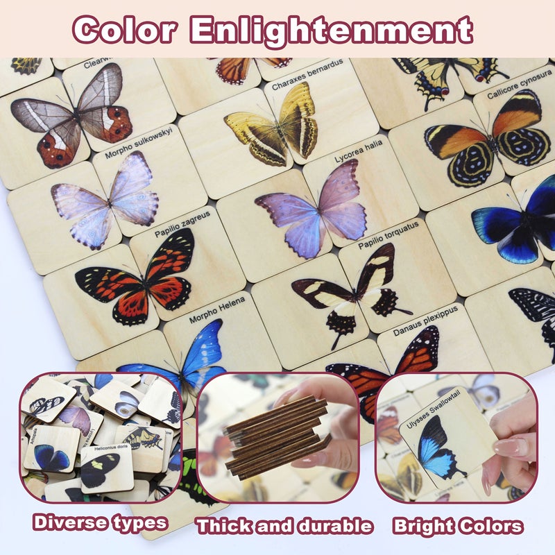 Wooden Butterfly Matching Puzzle 30 Butterflies 60 Pieces Logical Thinking Toy - Image 5