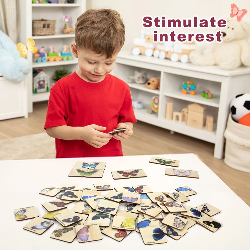 Wooden Butterfly Matching Puzzle 30 Butterflies 60 Pieces Logical Thinking Toy - Image 4