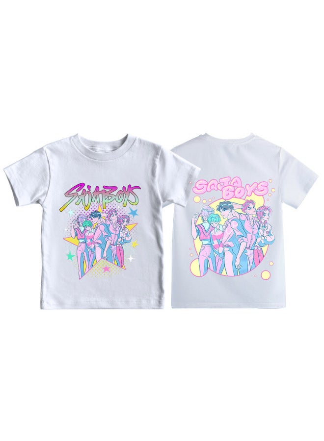 Best-seller Kpop Anime Cartoon Print Round Neck Short-sleeve T-shirt Casual Loose Children's Top - Image 1