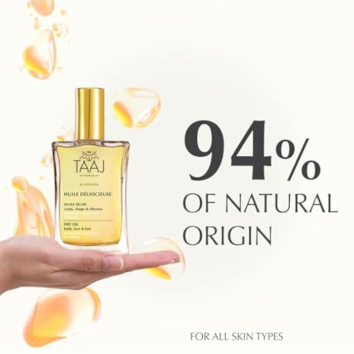 Taaj | Délhicieuse Dry Beauty Oil | Face, Body & Hair | Nourishes, Protects & Revitalizes | Silky Skin & Repaired Hair | Ayurvedic-Inspired Skincare | 96% Natural Ingredients | Vegan | 1.7 fl oz - Image 4
