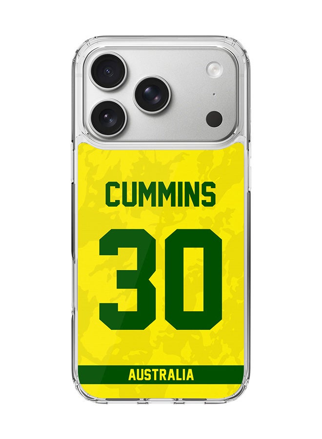 Stylizedd Classic Clear MagSafe Case for iPhone 17 Pro , Hybrid Soft Case Flexible Edges Anti Drop TPU PC Gel Thin Transparent Cover [ Designed for iPhone 17 Pro ] - Team Australia Pat Cummins, Jersey No 30