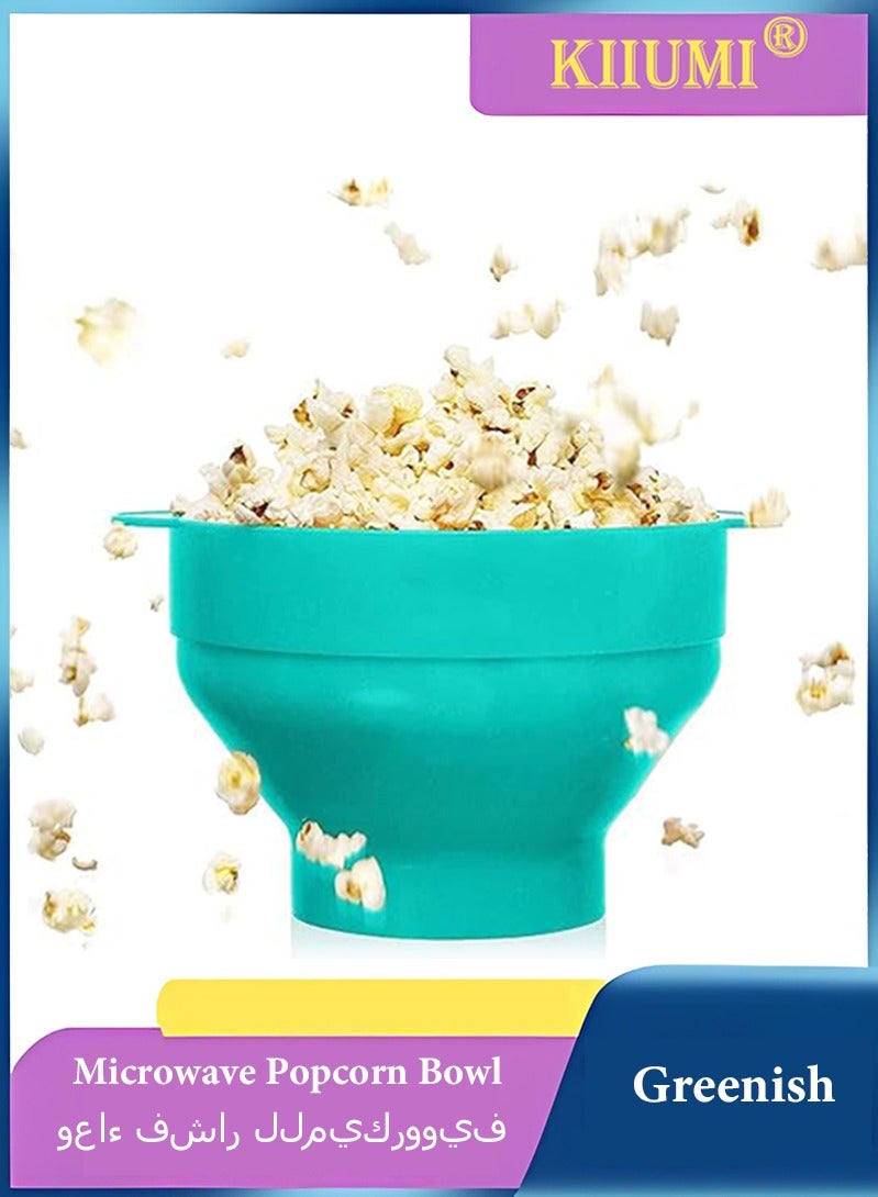 KIIUMI Silicone Microwave Popcorn Bowl Popper with Lid for Home Makers Handles Collapsible Bowl - Image 1