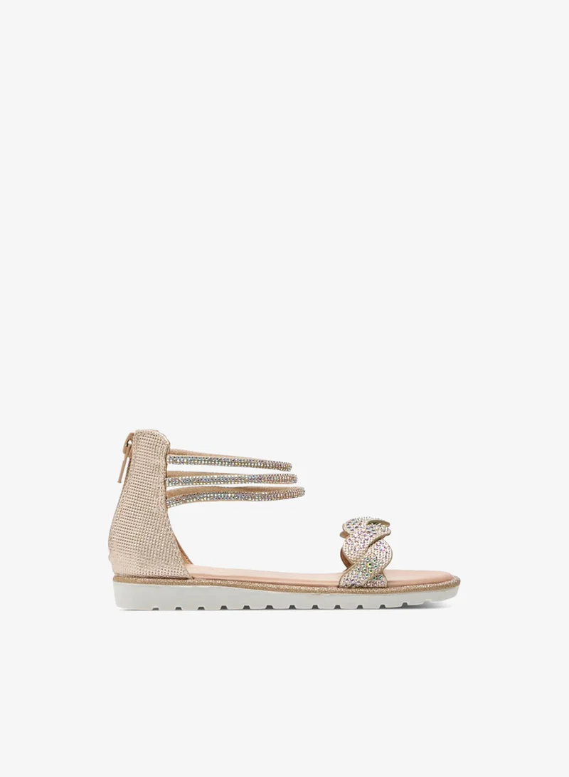 JUNIORS Girls Embellished Ankle Strap Sandals with Zip Closure Ramadan Collection