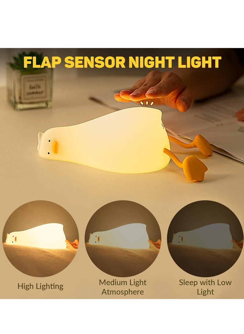 JAJEEK Flat Duck Night Light – Cute Kids Night Light with 3 Adjustable Speeds, Smart Bedside Lamp with Flap Sensor, Rechargeable Silicone Warm Light with 30-Minute Timer, Ideal for Children’s Room - Image 2