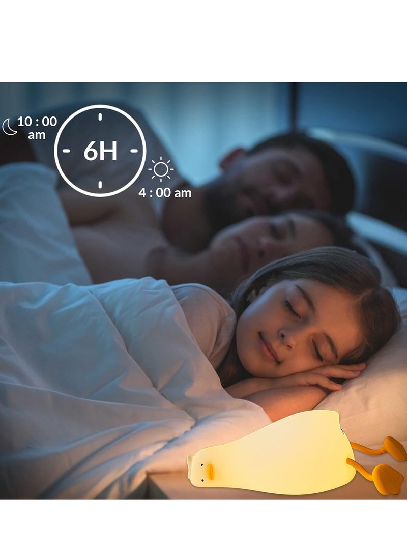 JAJEEK Flat Duck Night Light – Cute Kids Night Light with 3 Adjustable Speeds, Smart Bedside Lamp with Flap Sensor, Rechargeable Silicone Warm Light with 30-Minute Timer, Ideal for Children’s Room - Image 4