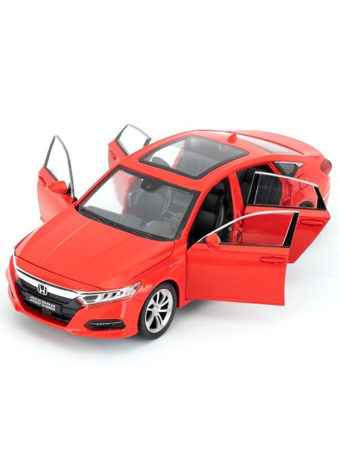 تشي زي موديل سيارة هوندا أكورد بمقياس 1:24 | مجسم سيارة مصنوع من السبائك المعدنية مع صوت وأضواء LED واقعية | ميزة السحب للخلف وأبواب قابلة للفتح | هدية فاخرة لهواة جمع السيارات والأطفال - Image 1