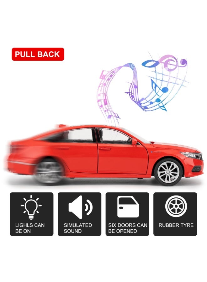 تشي زي موديل سيارة هوندا أكورد بمقياس 1:24 | مجسم سيارة مصنوع من السبائك المعدنية مع صوت وأضواء LED واقعية | ميزة السحب للخلف وأبواب قابلة للفتح | هدية فاخرة لهواة جمع السيارات والأطفال - Image 3