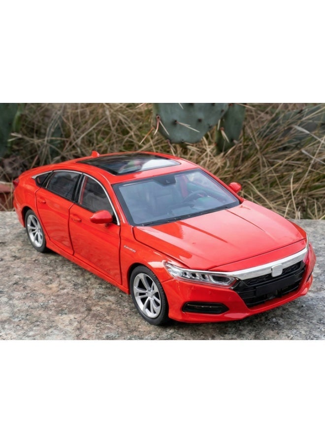 سيارة أكورد نموذجية مصبوبة بمقياس 1:24 | لعبة محاكاة معدنية مع صوت واقعي وإضاءة LED | حركة سحب للخلف وأبواب قابلة للفتح | هدية مميزة لهواة الجمع من الأطفال والمتحمسين - Image 4