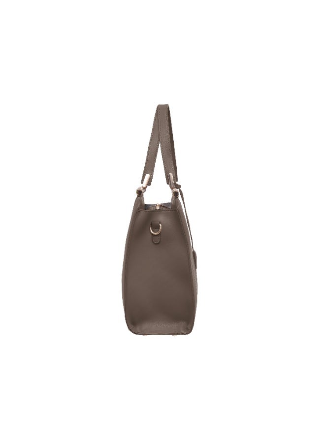 Foska Women's Shoulder Bag - Classic Smooth PU Leather - Khaki - 36x25.5 cm - Image 3