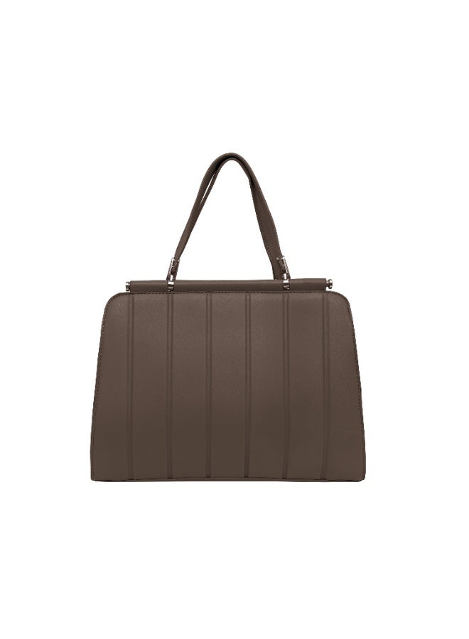 Foska Women's Shoulder Bag - Classic Smooth PU Leather - Khaki - 36x25.5 cm - Image 4