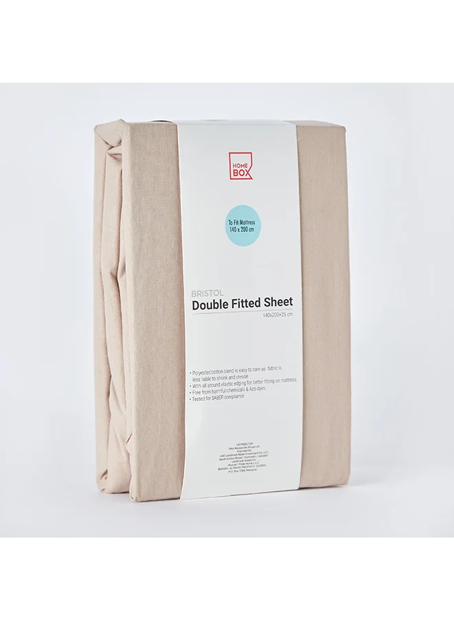 Home Box Bristol Polycotton Double Fitted Sheet 200 x 25 x 140 cm Grey
