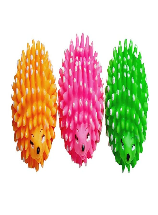 Smart Pups Natural Rubber Cute Colorful Hedgehog Squeaky Toy for Puppy Dog (Color May Vary) (Pink) (Pack of 1) - Image 2