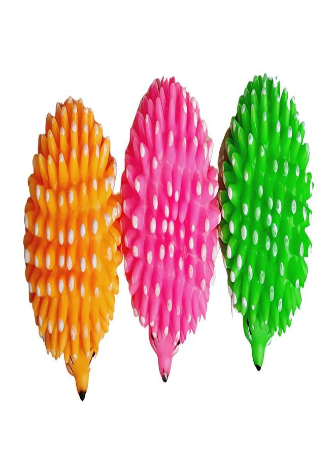 Smart Pups Natural Rubber Cute Colorful Hedgehog Squeaky Toy for Puppy Dog (Color May Vary) (Pink) (Pack of 1) - Image 3