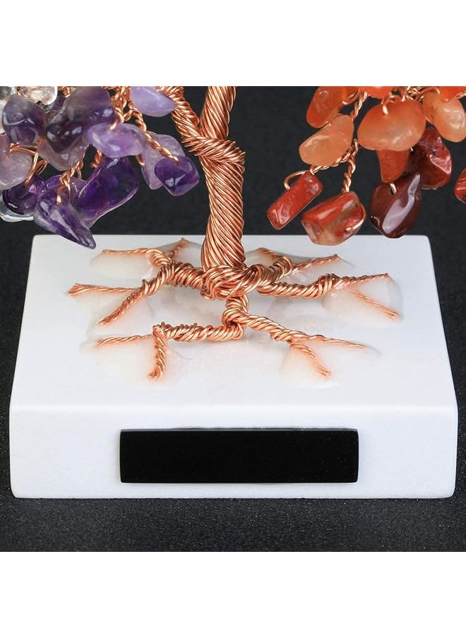 erorex Mini 7 Chakra Healing Crystals Money Tree On Marble Base Tumbled Gemstones Feng Shui Ornaments For Good Luck And Wealth Spiritual Gift For Home And Office Decor  - Image 3
