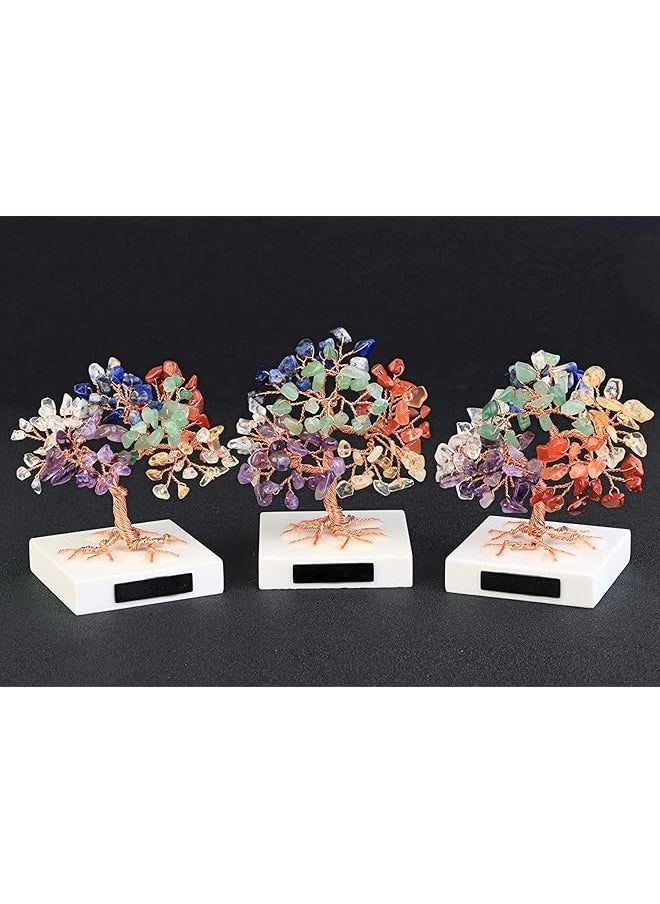 erorex Mini 7 Chakra Healing Crystals Money Tree On Marble Base Tumbled Gemstones Feng Shui Ornaments For Good Luck And Wealth Spiritual Gift For Home And Office Decor  - Image 4