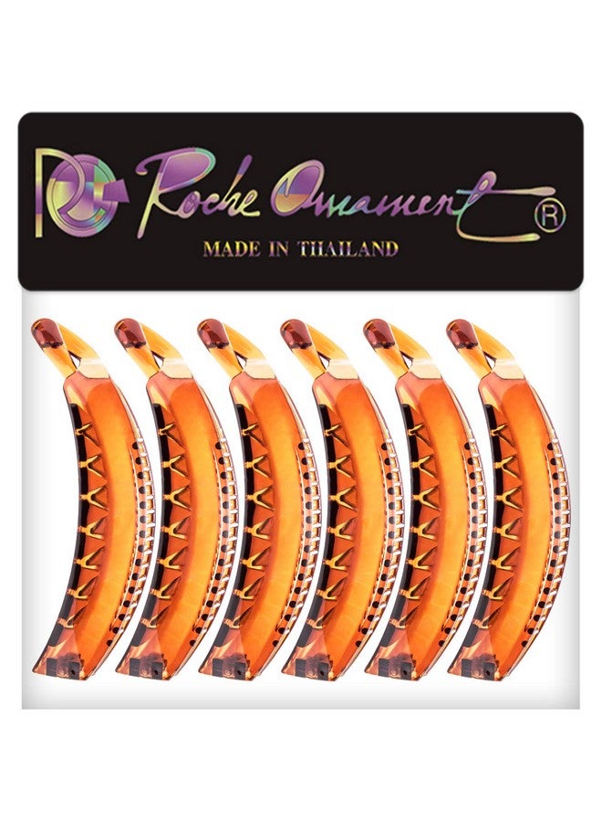 RC ROCHE ORNAMENT 6 Pcs Womens Premium Plastic Interlocking Teeth Bold French Banana Hair Clip For Super Thick Hair Strong Hold No Slip Ponytail Maker Fashion Accessory Clamps Large Brown - Image 5
