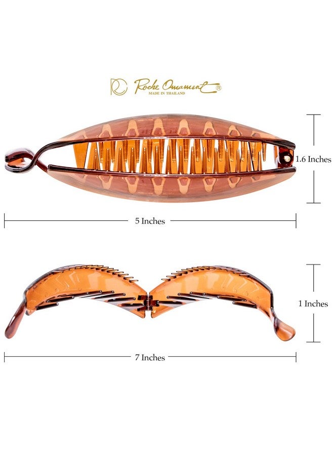 RC ROCHE ORNAMENT 6 Pcs Womens Premium Plastic Interlocking Teeth Bold French Banana Hair Clip For Super Thick Hair Strong Hold No Slip Ponytail Maker Fashion Accessory Clamps Large Brown - Image 4