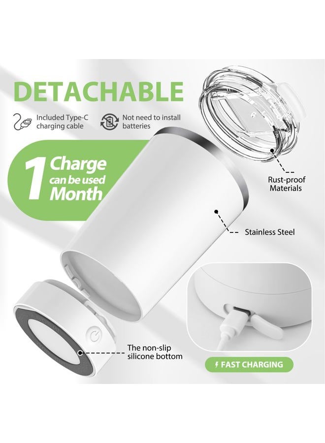 Hatisan Self Stirring Coffee Mug With Lid Electric High Speed Self Stirring Mug 400ml Rechargeable Detachable Stainless Steel Self Stirring Cup for Coffee, Milk, Cocoa Christmas Gift(White) - Image 2