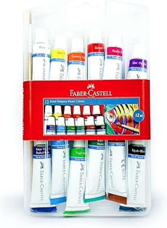 Faber-Castell 12ml Tubes of Bright and Intensive Gouache Colours (Case of 12)