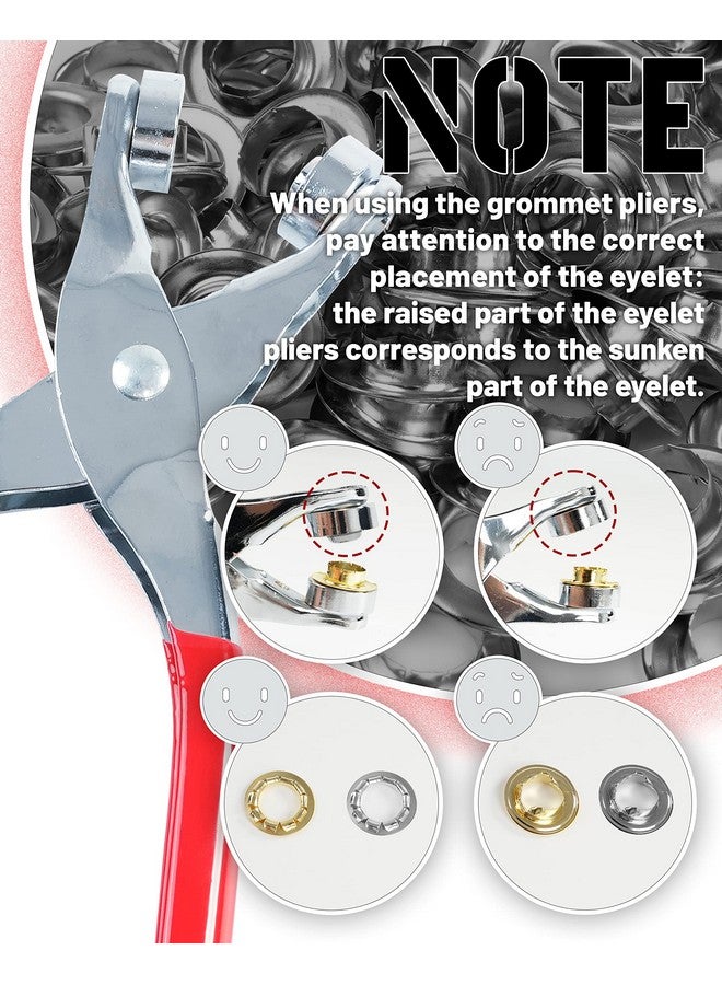 MoHern 150Pcs 1/2 Inch Grommet Tool Kit, Grommet Kit, Eyelet Kit with Leather Hole Punch Pliers, 150 Metal Eyelets and Grommets in Gold and Silver for Leather, Shoes, Fabric, Belt  - Image 2