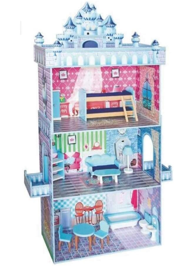 Rainbow Toys - RBW TOYS DollHouse Kit DIY Toy Realistic 3D with Furnitures Birthday Gift For Girl 80*30*141 CM - Image 1
