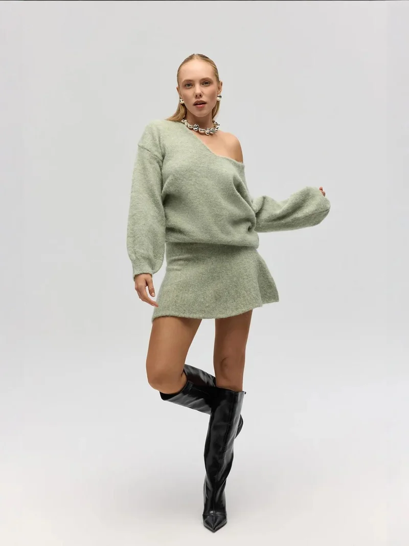 Mai Collection MAI STUDIOS Nordis Knitwear Frilly Mini Skirt