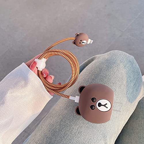 VNJ ACCESSORIES Protective Charger Case for iPhone 18W 20W iPhone 16 15 14 13 12 11 Pro Max Charging Cable Charger Protective Cover Data Cable Protective Sleeve-Brown Bear - Image 4