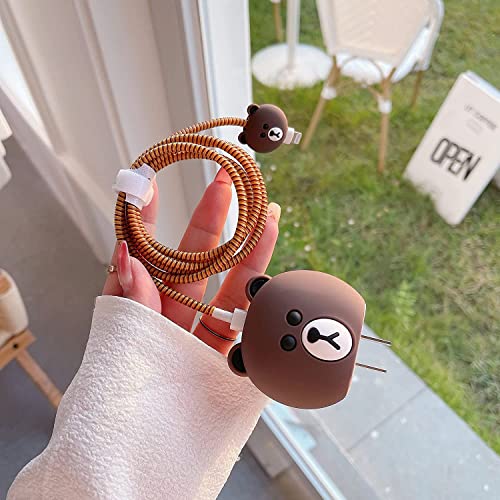 VNJ ACCESSORIES Protective Charger Case for iPhone 18W 20W iPhone 16 15 14 13 12 11 Pro Max Charging Cable Charger Protective Cover Data Cable Protective Sleeve-Brown Bear - Image 3