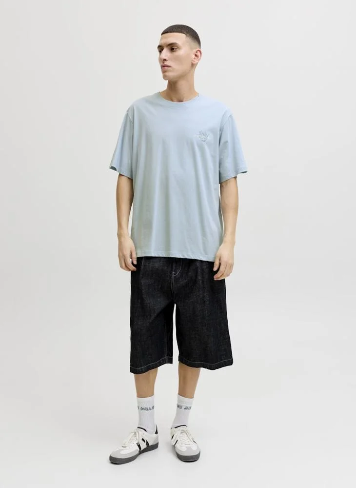 JACK & JONES Celestial Blue Crew Neck LooseFit T-Shirt for Men | Best Price UAE