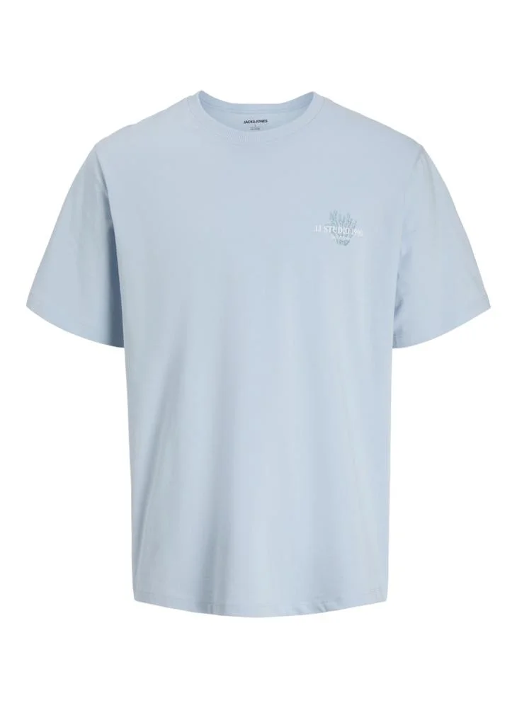 JACK & JONES Celestial Blue Crew Neck LooseFit T-Shirt for Men | Best Price UAE