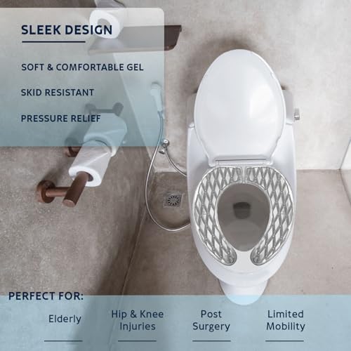 Morvat Gel Toilet Seat Cushion, Washable Padded Riser Cushion for Toilets & Commode Chair, Maximum Pain Relief Comfort & Support, Adhesive Raised Donut Pad for Elderly & Handicapped, White, Elongated - Image 5