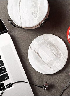 URbazaar 6 Pcs Drink Coasters with Holder, Absorbent Coaster Sets, Marble Style Ceramic Drink Coaster for Tabletop Protection,Suitable for Kinds of Cups, Wooden Table, Cool Home Decor  - Image 5