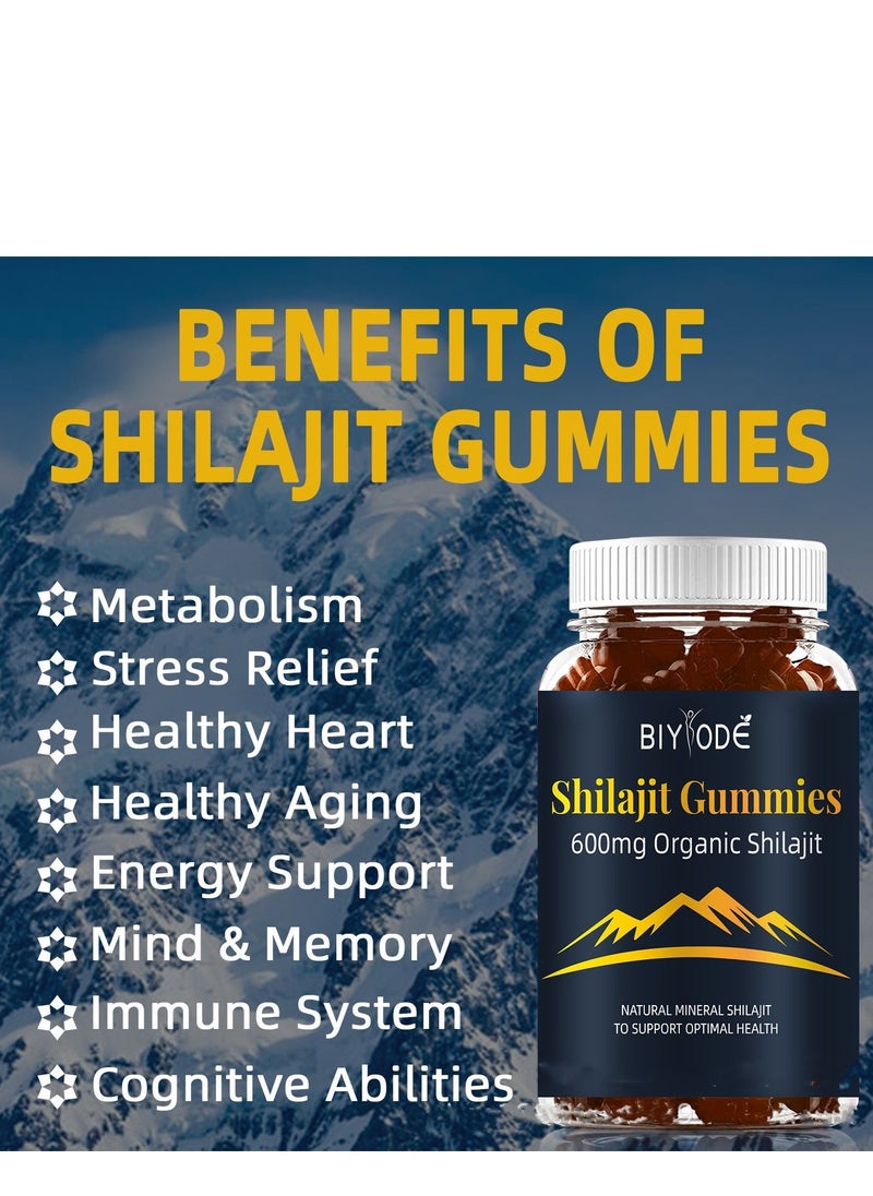 BIYODE Himalayan Shilajit Gummies(Shilajeet) for Men and Women - 600 mg Equivalent - Natural Energy & Stamina Booster - 60 Veg Gummies| Made in USA - Fulvic Mineral Supplement  - Image 4